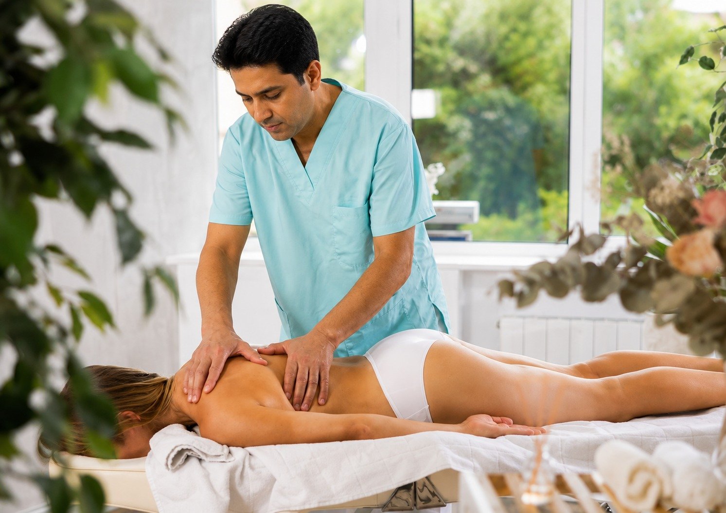 Back massage therapy session — Sun Yoga & Therapy Guduvancheri Chennai