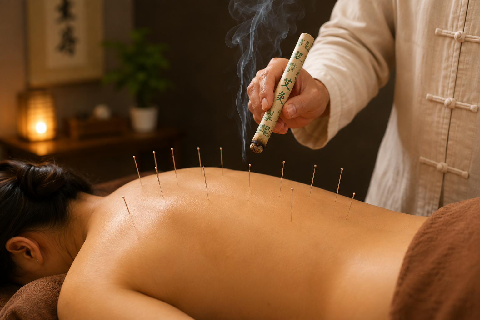 Moxa combined with acupuncture therapy